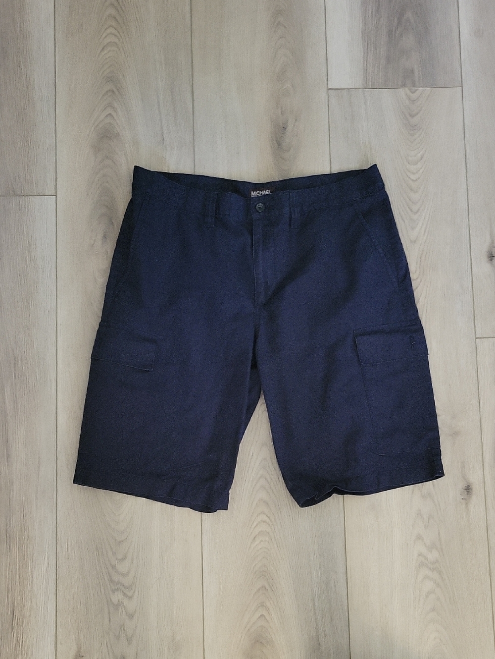 Michaels Dark Navy Linen Cargo Shorts for Men